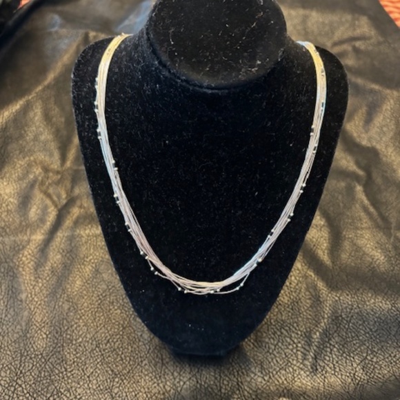 Navajo vintage ESTATE- 10 strand liquid silver and onyx Necklace - Picture 1 of 4